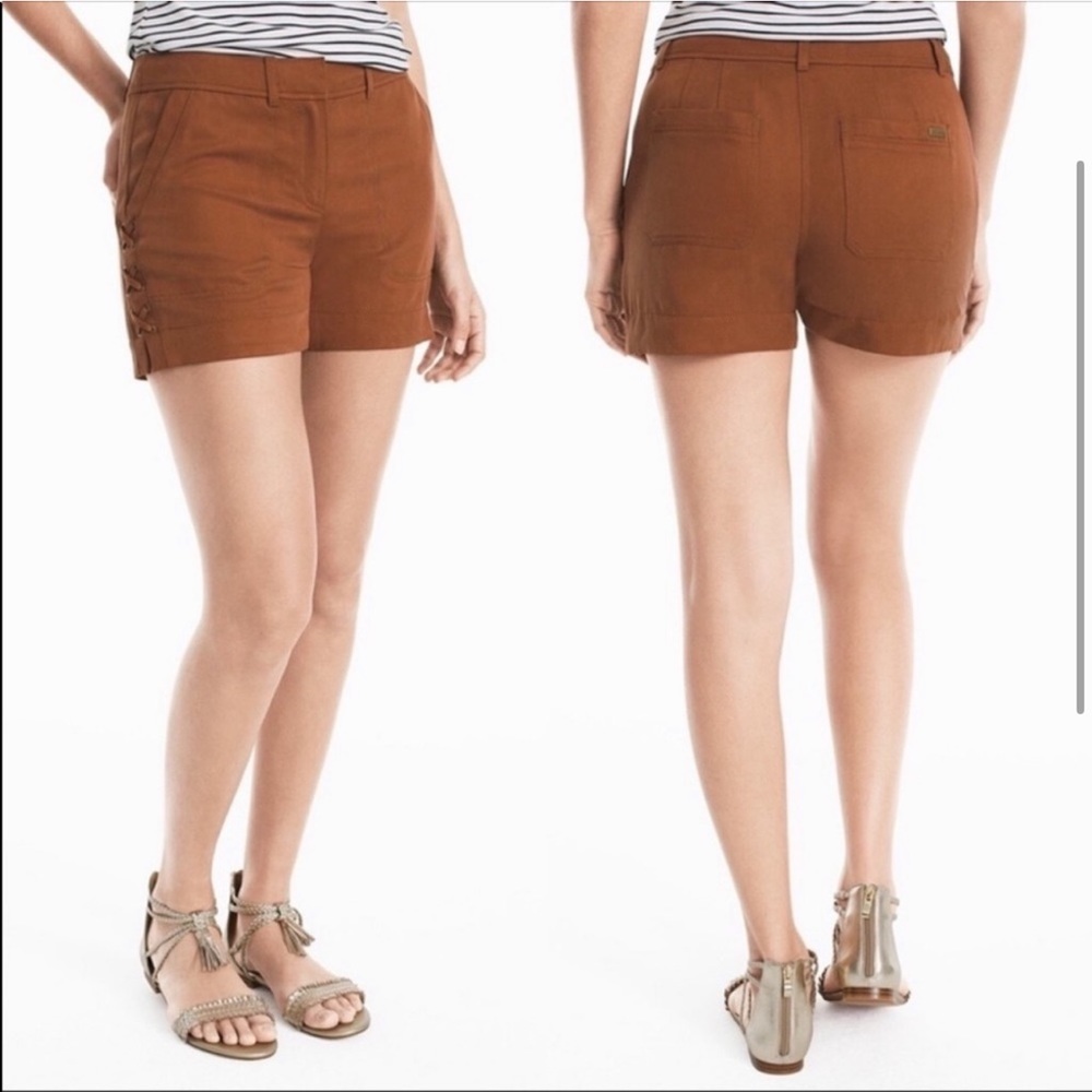 NWT WHITE HOUSE BLACK MARKET  The 5 Inch Lace Up Short Brown - Size:8